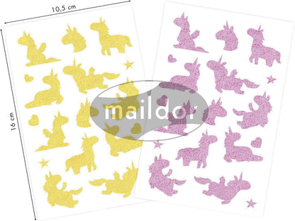 MAILDOR Deco Stickers Glitty Unicorns Yellow/Pink 2s