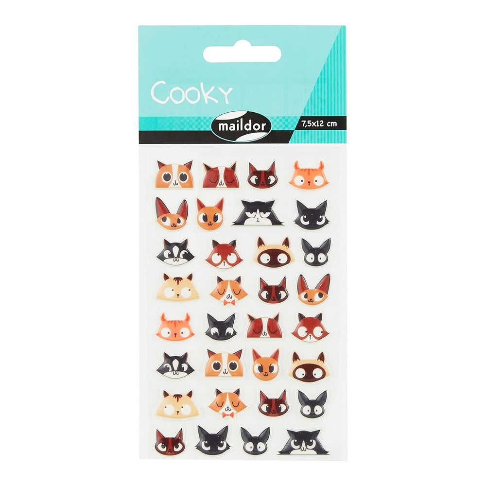 MAILDOR 3D Stickers Cooky Cats Heads 1s