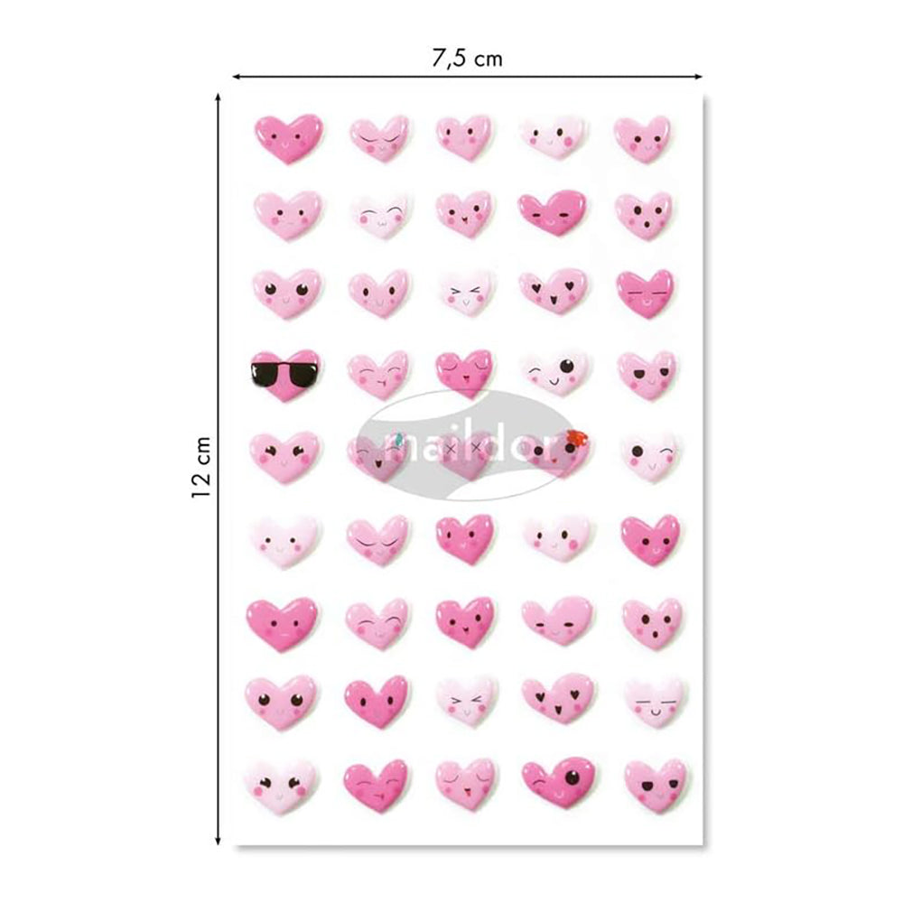 MAILDOR 3D Stickers Cooky Emoticons Hearts 1s