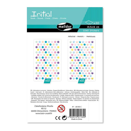 MAILDOR Geo Stickers Initial Metallic Pastel Mini Rounds 20s