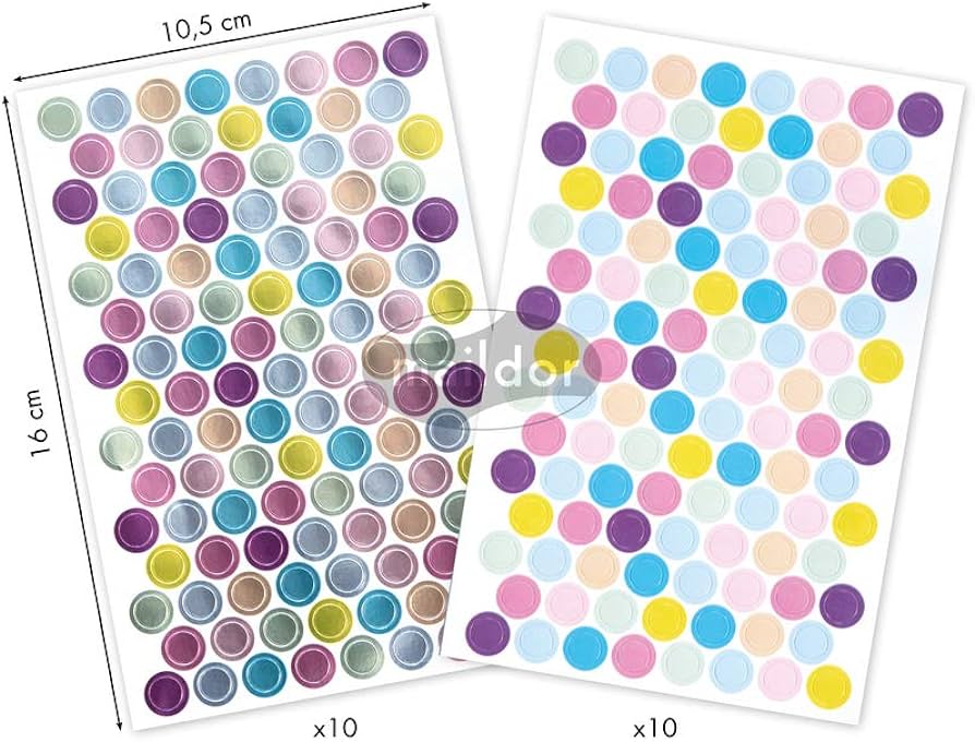 MAILDOR Geo Stickers Initial Metallic Pastel Mini Rounds 20s