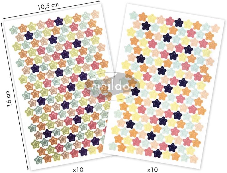 MAILDOR Geo Stickers Initial Metallic Pastel Mini Stars 20s