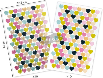 MAILDOR Geo Stickers Initial Metallic Pastel Mini Hearts 20s