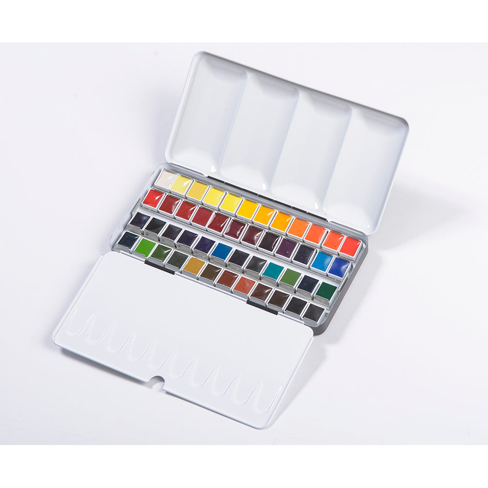 BLOCKX Artists' Watercolour Metal Box Half Pan 1.5ml Set of 48