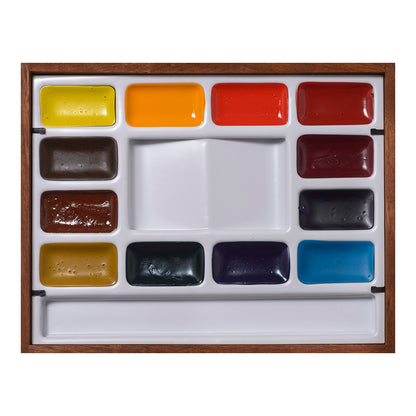 BLOCKX Artists' Watercolour Mahogany Box Classic Selection Set of 12+3 Palettes