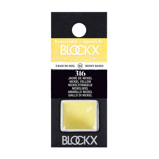 BLOCKX Artists' Watercolour Half Pan 1.5ml Nickel Yellow