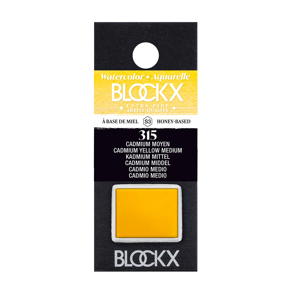 BLOCKX Artists' Watercolour Half Pan 1.5ml Cadmium Yellow Medium