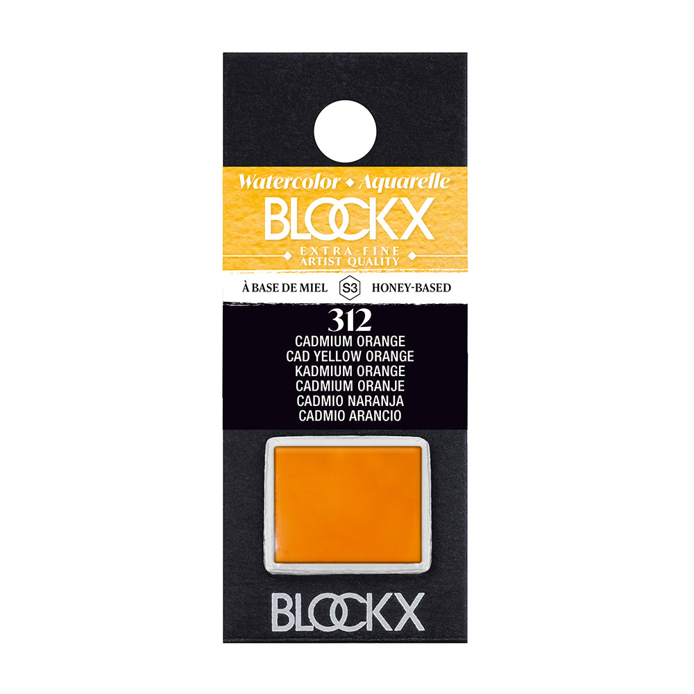 BLOCKX Artists' Watercolour Half Pan 1.5ml Cadmium Yellow Orange