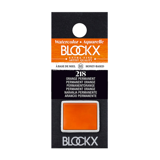 BLOCKX Artists' Watercolour Half Pan 1.5ml Permanent Orange