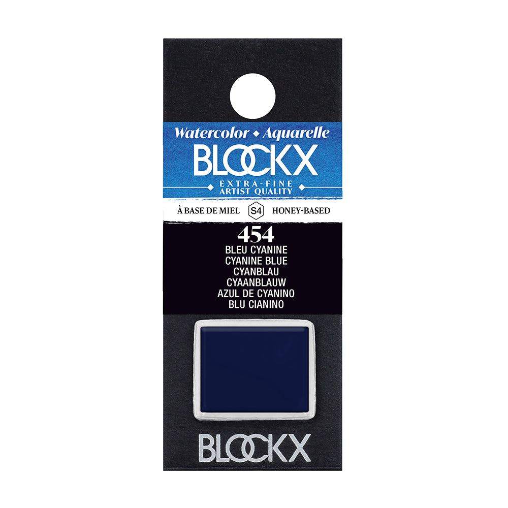 BLOCKX Artists' Watercolour Half Pan 1.5ml Cyanine Blue