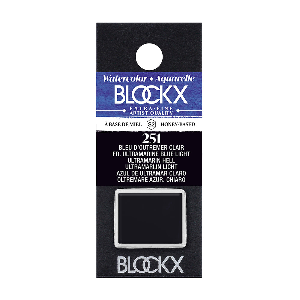 BLOCKX Artists' Watercolour Half Pan 1.5ml French Ultramarine Blue Light