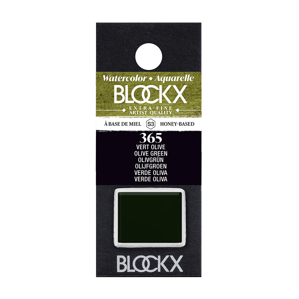 BLOCKX Artists' Watercolour Half Pan 1.5ml Olive Green