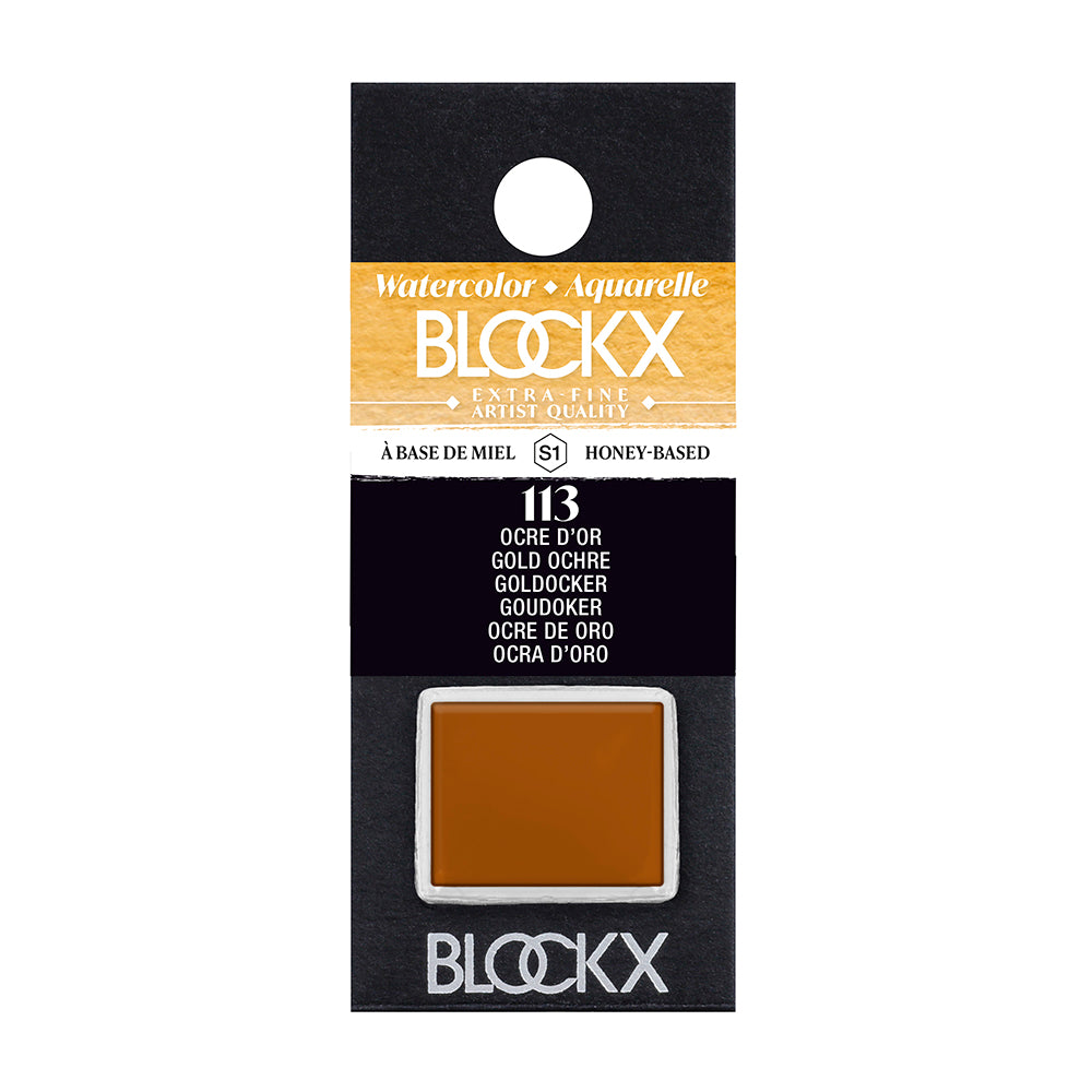 BLOCKX Artists' Watercolour Half Pan 1.5ml Golden Ochre