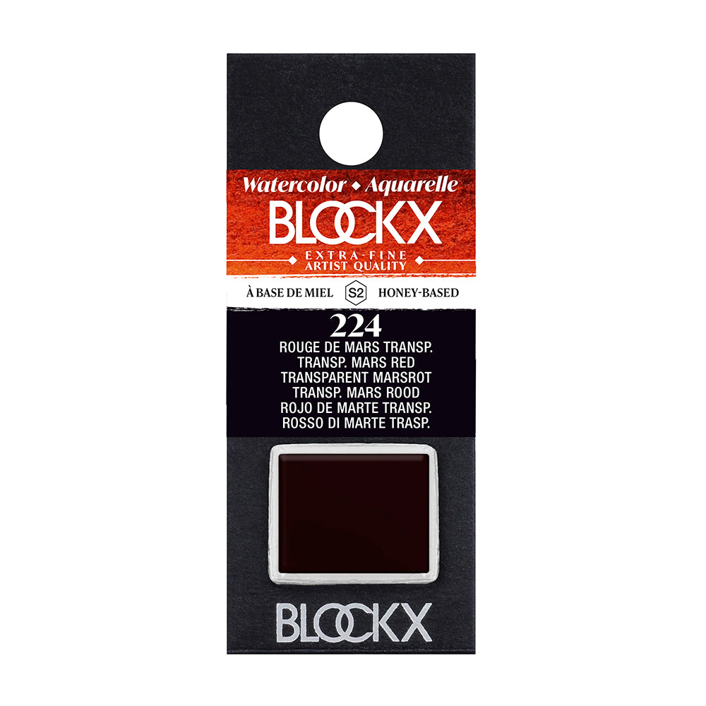 BLOCKX Artists' Watercolour Half Pan 1.5ml Transparent Mars Red