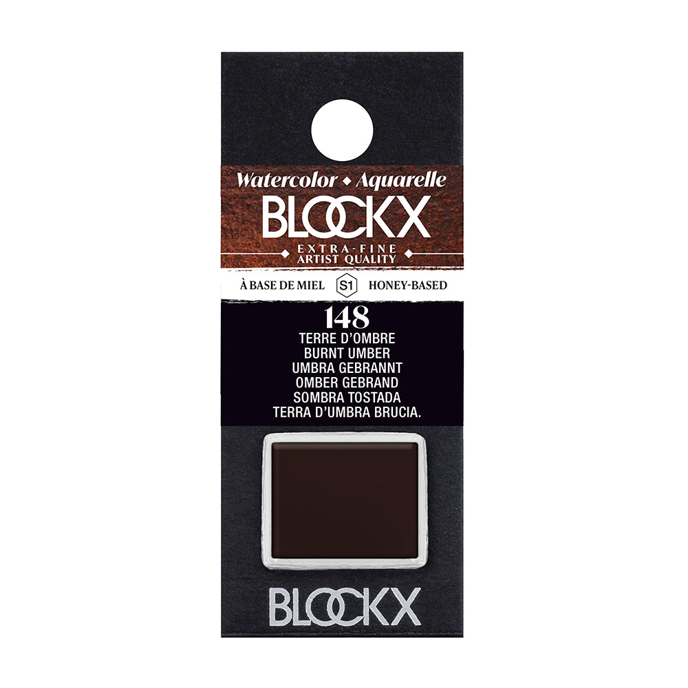 BLOCKX Artists' Watercolour Half Pan 1.5ml Burnt Umber