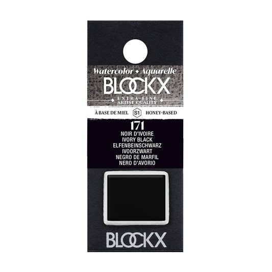 BLOCKX Artists' Watercolour Half Pan 1.5ml Ivory Black