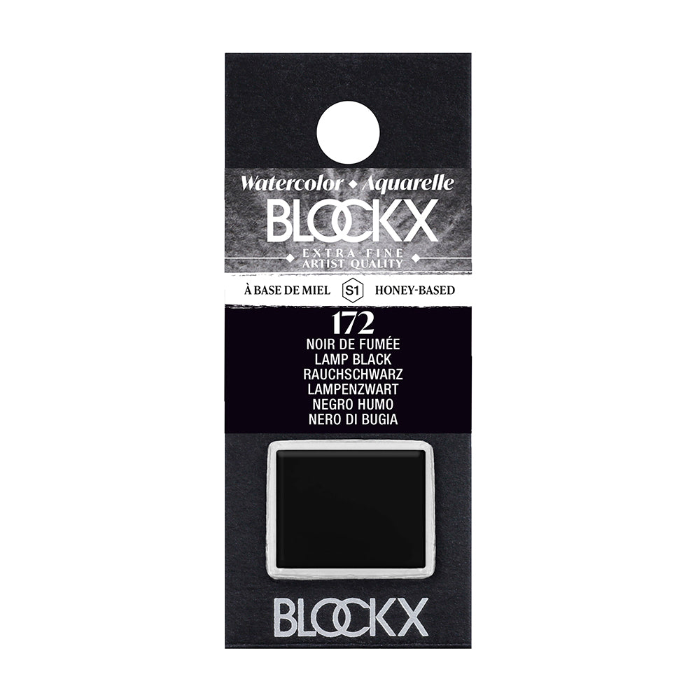 BLOCKX Artists' Watercolour Half Pan 1.5ml Lamp Black