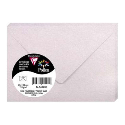 POLLEN Iridescent Envelopes 120g 75x100mm Pink 20s