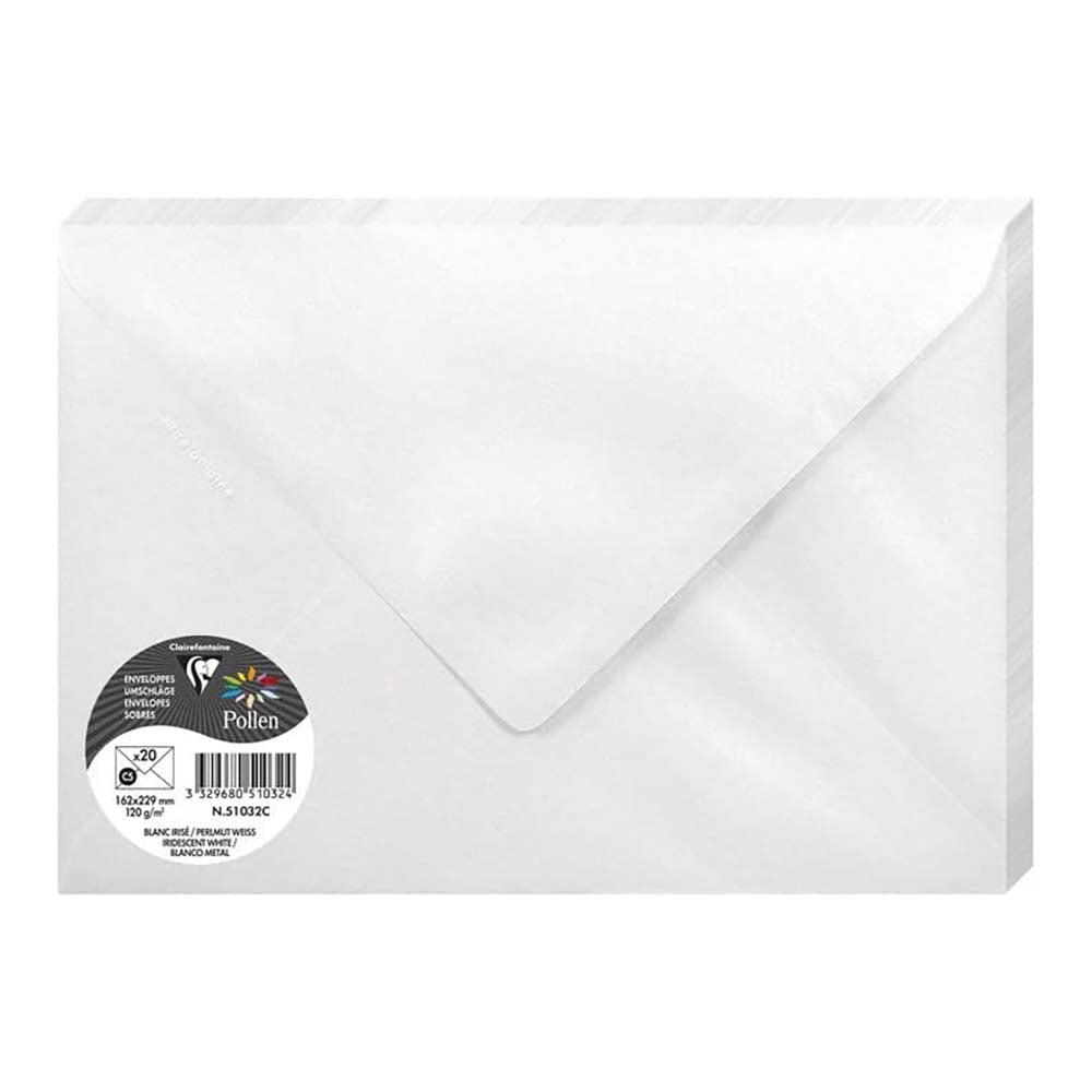 POLLEN Iridescent Envelopes 120g 162x229mm White 20s