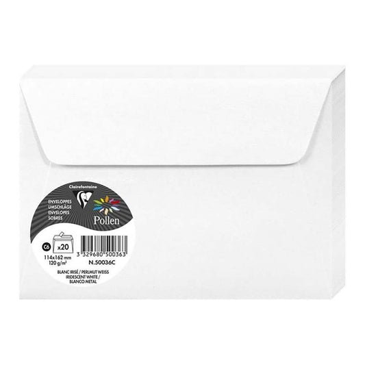 POLLEN Iridescent Envelopes 120g 114x162mm White 20s