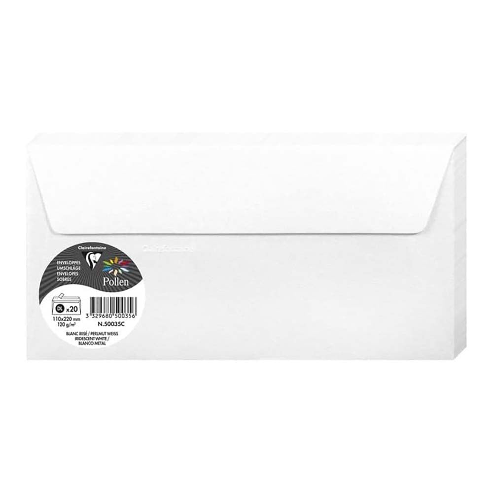 POLLEN Iridescent Envelopes 120g 110x220mm White 20s