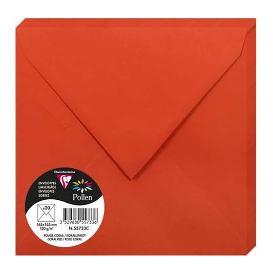 POLLEN Envelopes 120g 165x165mm Coral Red