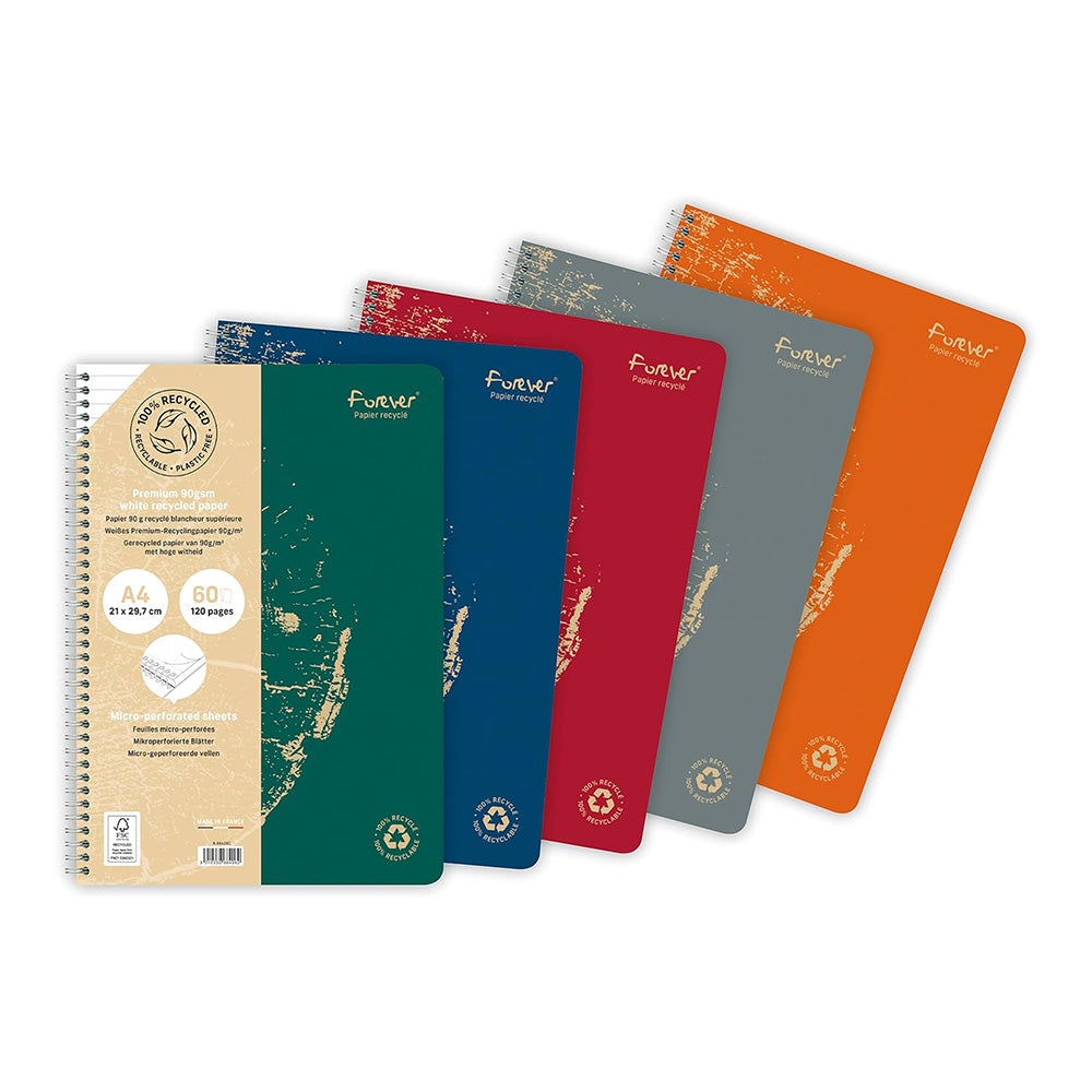 CLAIREFONTAINE Forever Premium Wirebound Notebook Detachable Sheets A4 60s Lined Assorted