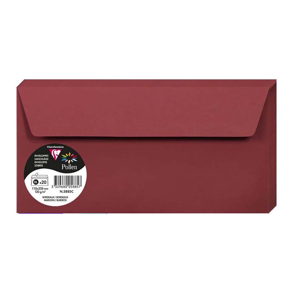 POLLEN Envelopes 120g 110x220mm Maroon