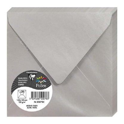 POLLEN Iridescent Envelopes 120g 140x140mm Silver 20s