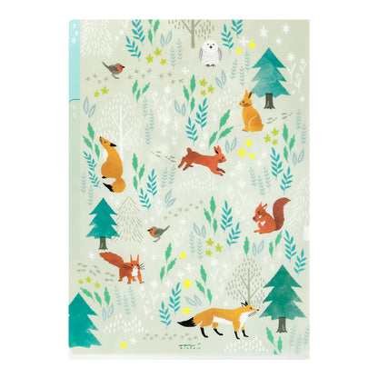 MIDORI 3-Pockets Clear Folder A4 Nordic Animals