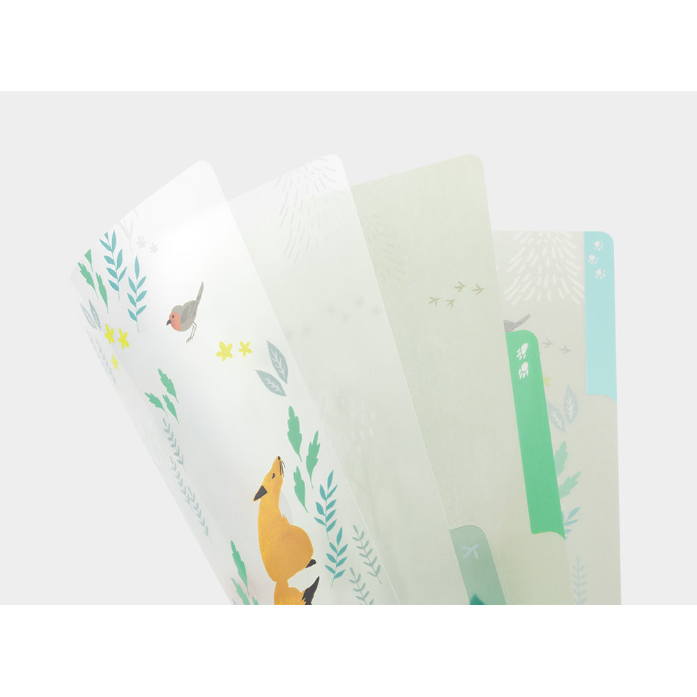 MIDORI 3-Pockets Clear Folder A4 Nordic Animals