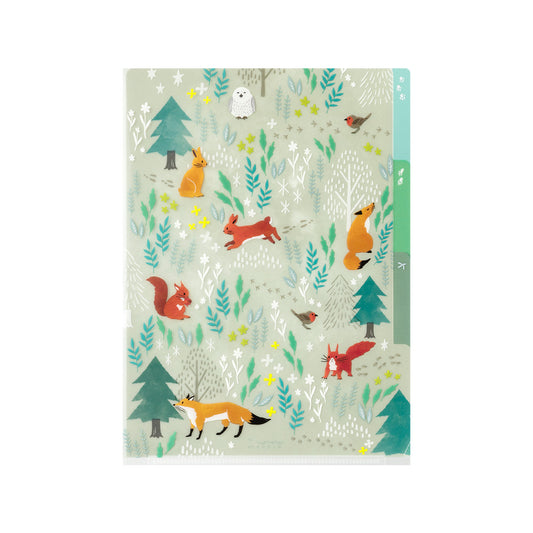 MIDORI 3-Pockets Clear Folder A5 Nordic Animals