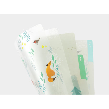 MIDORI 3-Pockets Clear Folder A5 Nordic Animals