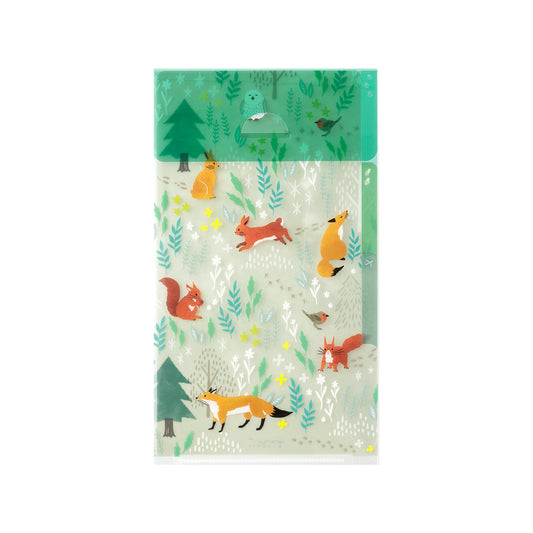 MIDORI 3-Pockets Clear Folder A5 Slim Nordic Animals