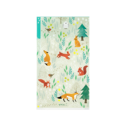 MIDORI 3-Pockets Clear Folder A5 Slim Nordic Animals