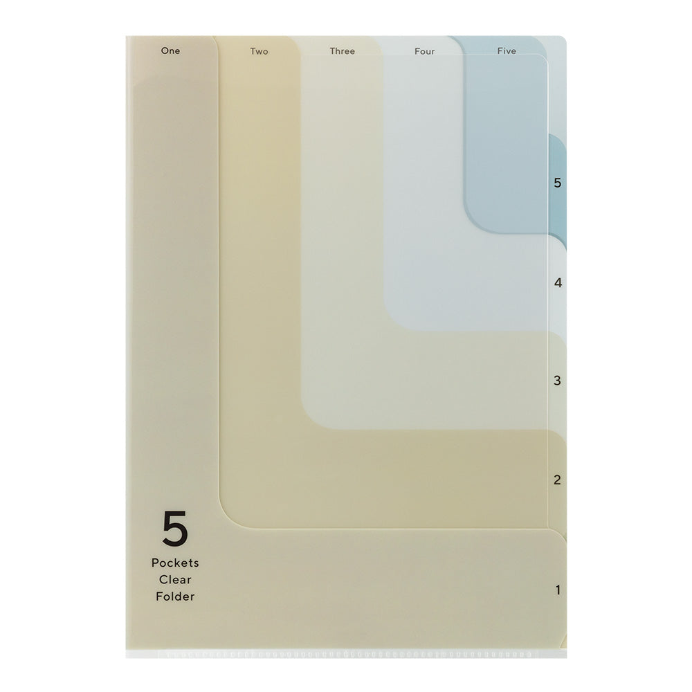 MIDORI 5-Pockets Clear Folder A4 2-Way Beige