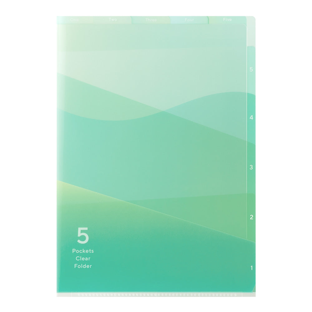 MIDORI 5-Pockets Clear Folder A4 Gradation Green