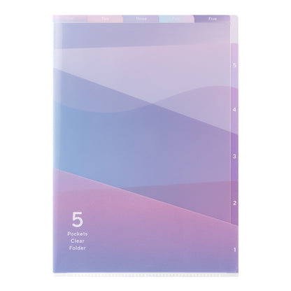 MIDORI 5-Pockets Clear Folder A4 Gradation Purple A