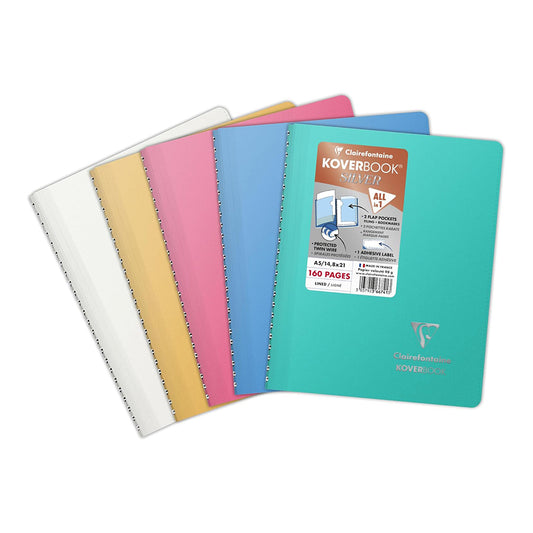 CLAIREFONTAINE Koverbook Silver Wirebound Opaque PP Notebook A5 80s Lined Assorted