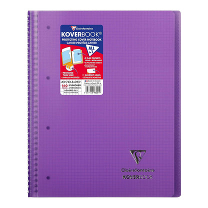 CLAIREFONTAINE Koverbook Wirebound Transparent PP Notebook 22.5x29.7cm 80s 4-Holes Lined Assorted