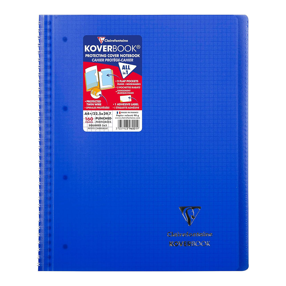 CLAIREFONTAINE Koverbook Wirebound Transparent PP Notebook 22.5x29.7cm 80s 4-Holes Lined Assorted