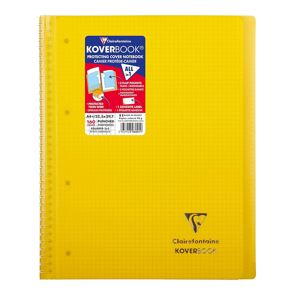 CLAIREFONTAINE Koverbook Wirebound Transparent PP Notebook 22.5x29.7cm 80s 4-Holes Lined Assorted