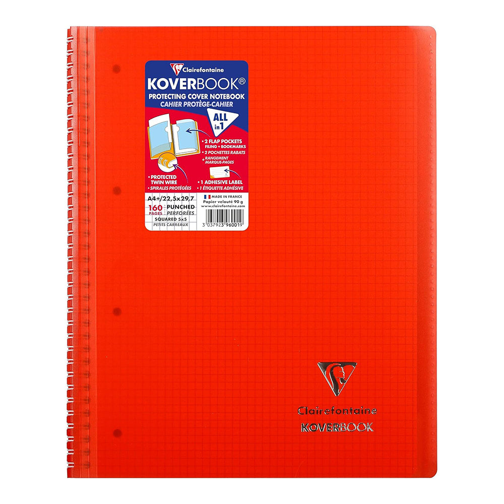 CLAIREFONTAINE Koverbook Wirebound Transparent PP Notebook 22.5x29.7cm 80s 4-Holes Lined Assorted