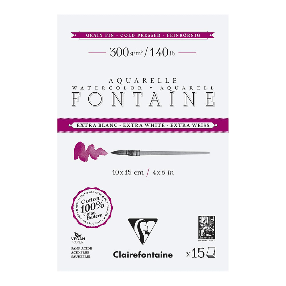 CLAIREFONTAINE Fontaine 4 Sides Cold Pressed 300g Extra White 10x15cm 15s