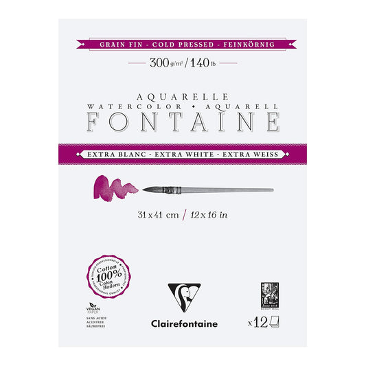 CLAIREFONTAINE Fontaine 4 Sides Cold Pressed 300g Extra White 31x41cm 12s