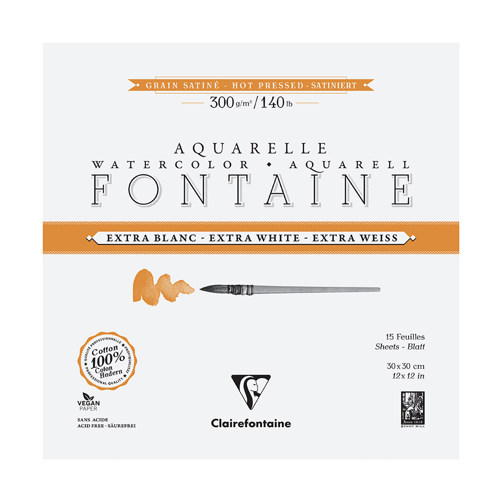 CLAIREFONTAINE Fontaine 4 Sides Hot Pressed 300g Extra White 30x30cm 15s