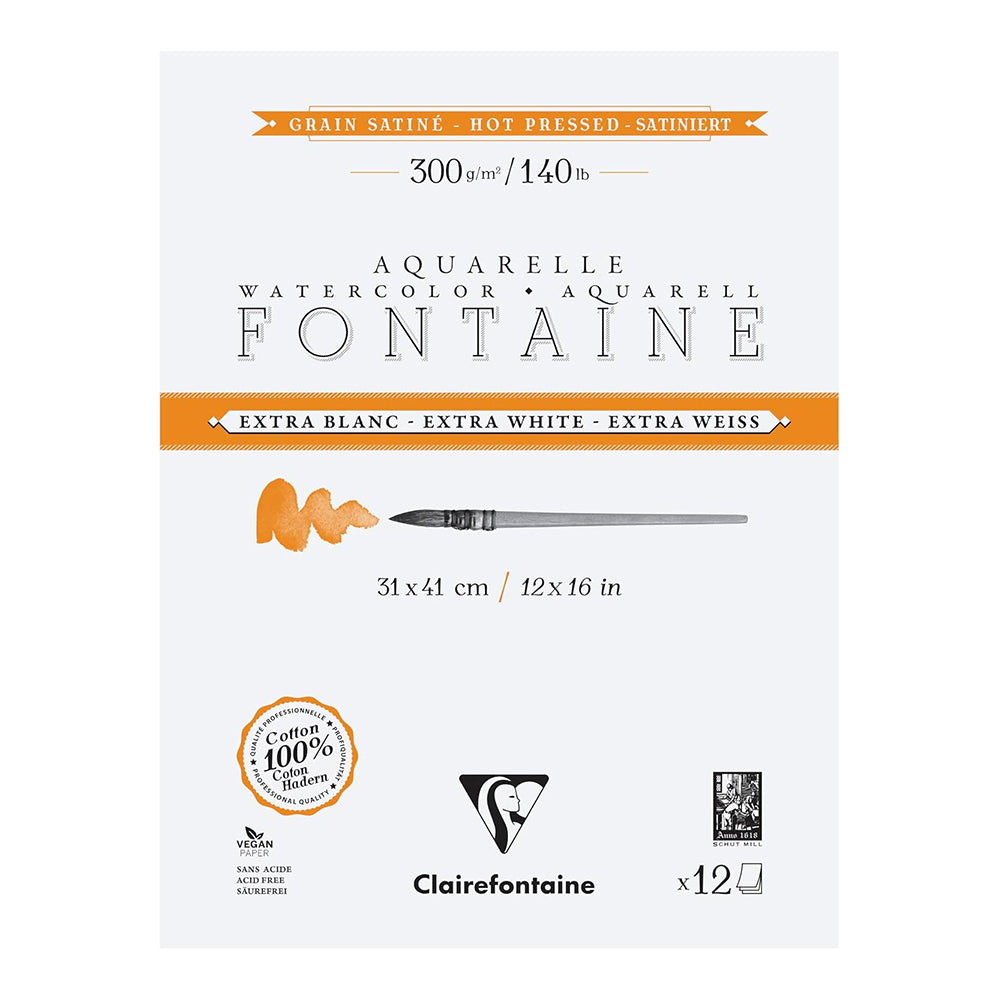 CLAIREFONTAINE Fontaine 4 Sides Hot Pressed 300g Extra White 31x41cm 15s