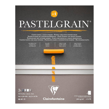 CLAIREFONTAINE Pastelgrain Pad 360g 24x30cm 12s Grey Shades Assorted