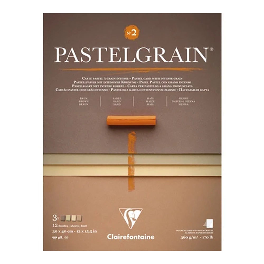 CLAIREFONTAINE Pastelgrain Pad 360g 18x24cm 12s Natural Shades Assorted