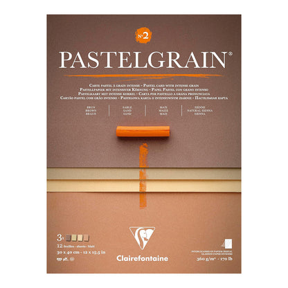 CLAIREFONTAINE Pastelgrain Pad 360g 30x40cm 12s Natural Shades Assorted